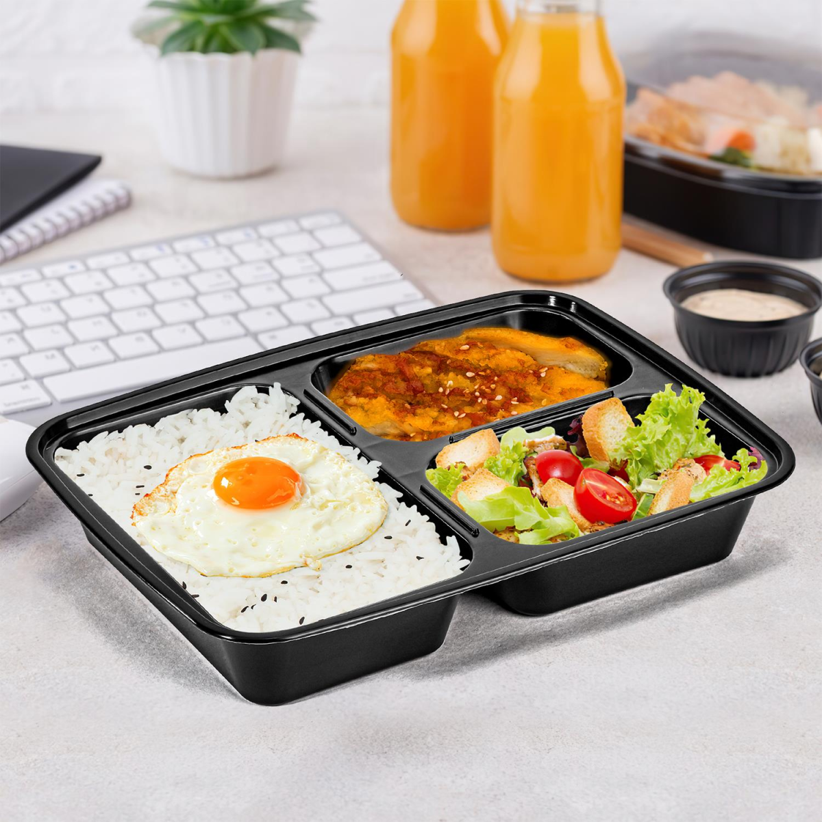 Vinsani 10pk 3 COMPARTMENTS MEAL PREP CONTAINERS