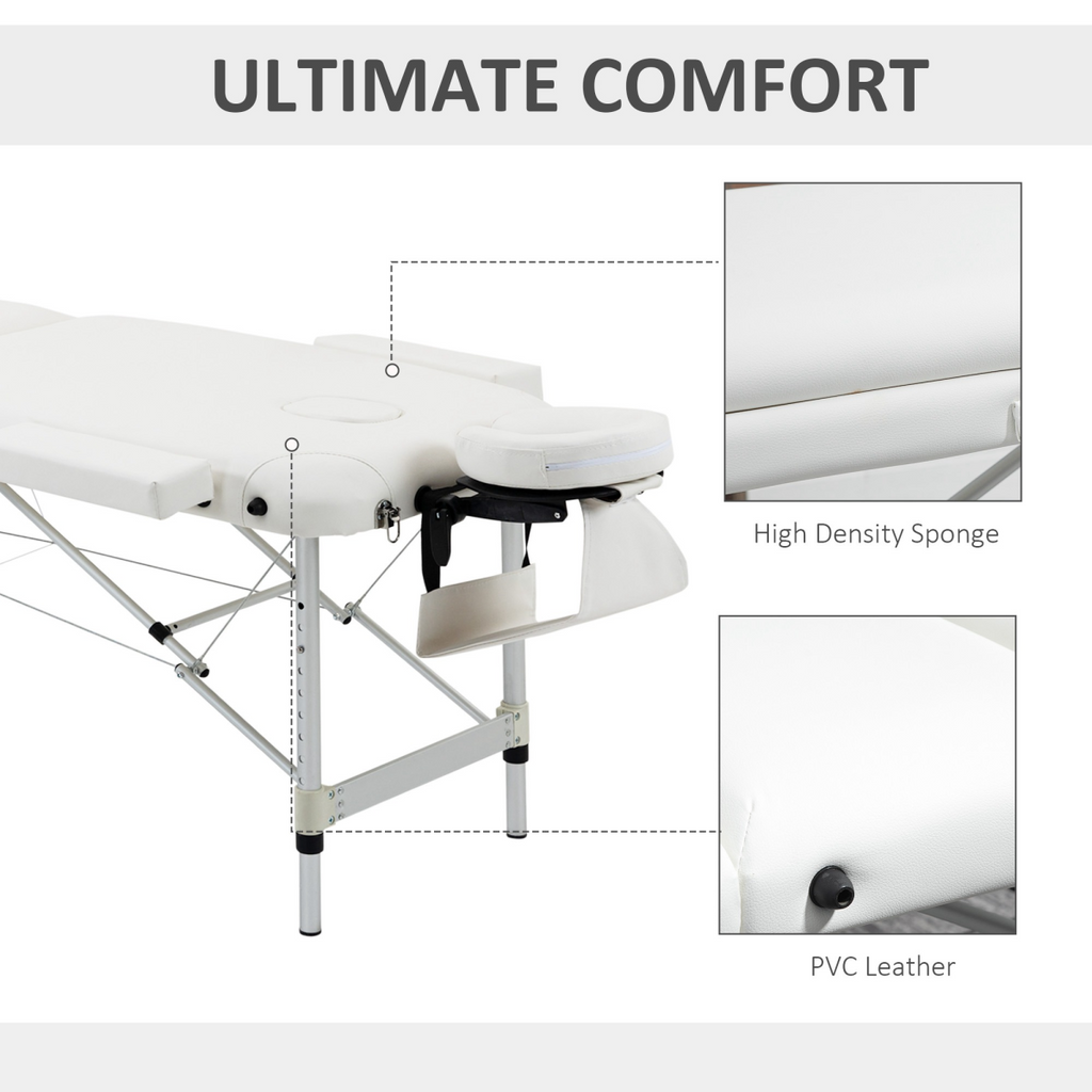 HOMCOM Folding PVC Leather Massage Table Aluminium Frame with Headrest