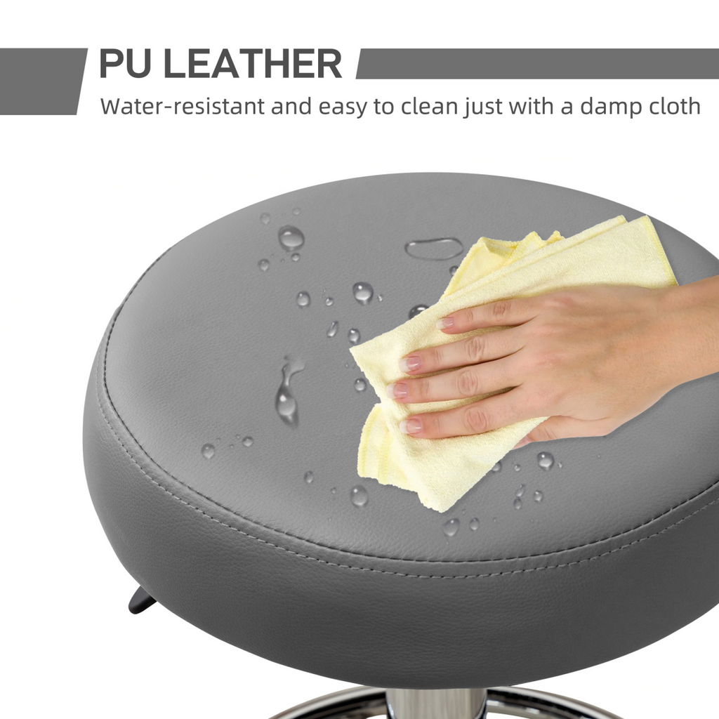 Vinsetto Round PU leather Salon Beautician Stool Adjustable Height, Grey