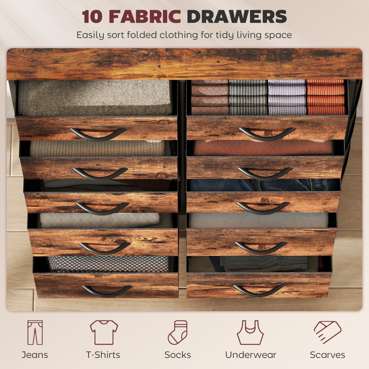Wood Storage Chest of Drawers