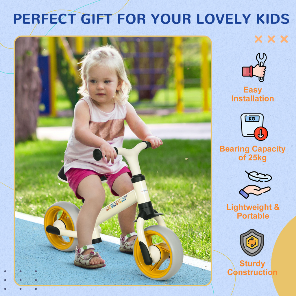 8" Baby Balance Bike with Adjustable Seat, Puncture-Free EVA Wheels - Orange
