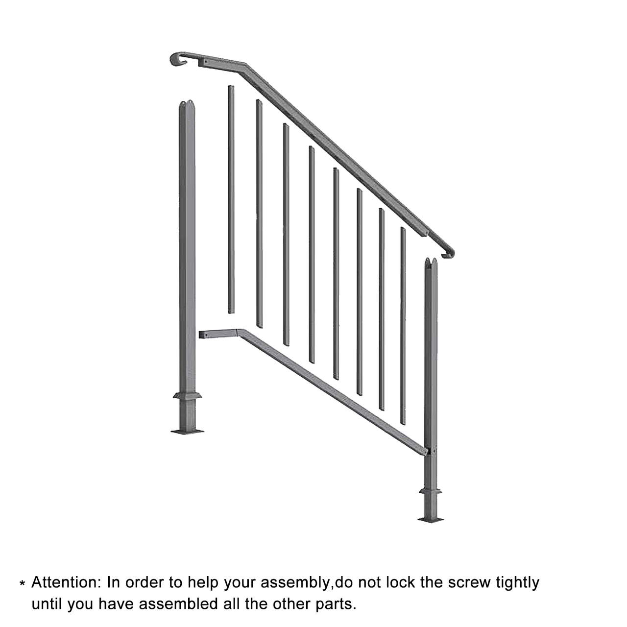 [Same Code：11384510 73142795]Artisasset Matte Black Outdoor 3 Level Iron Handrail