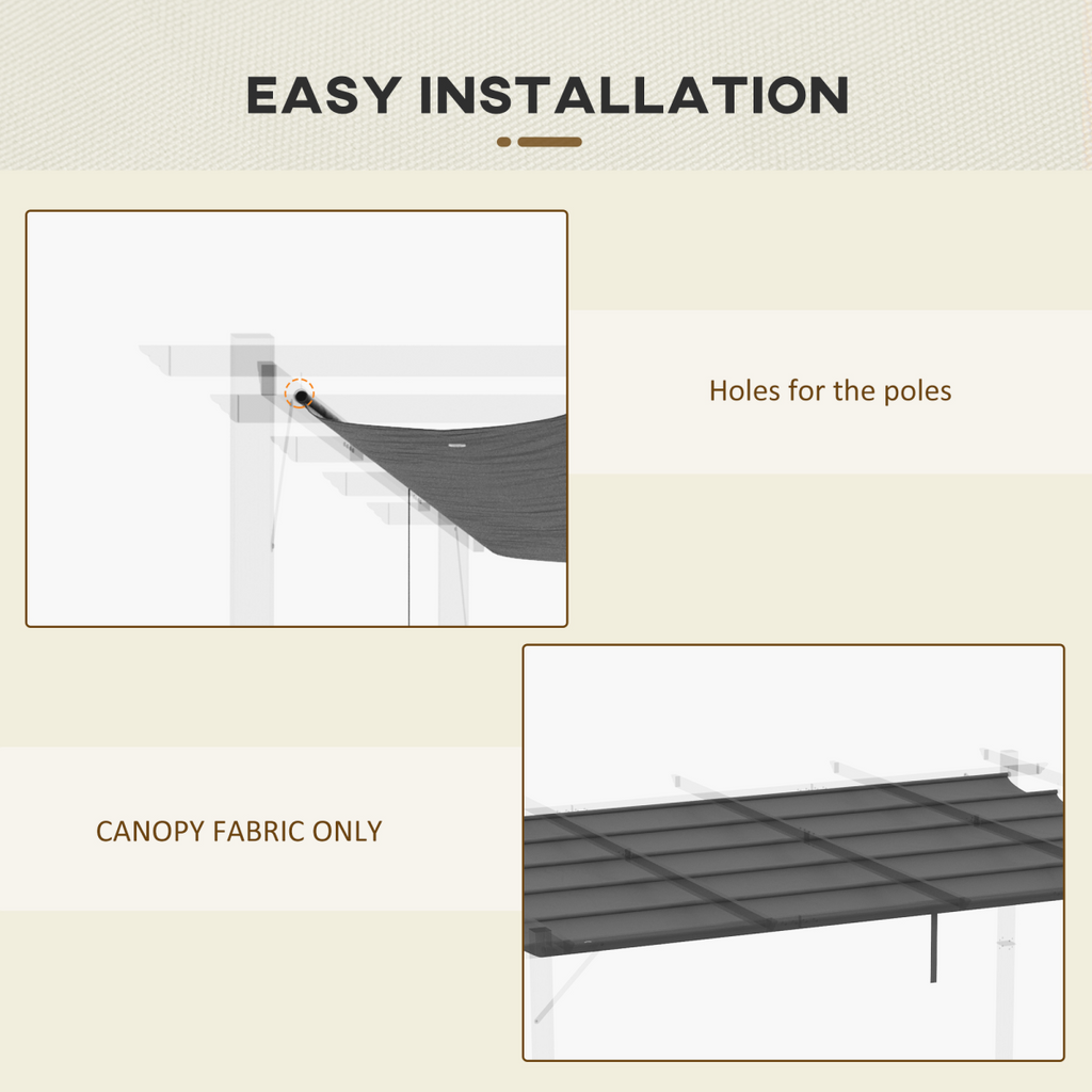 Outsunny Pergola Shade Cover Replacement Canopy for 4 x 3(m) Pergola, Grey