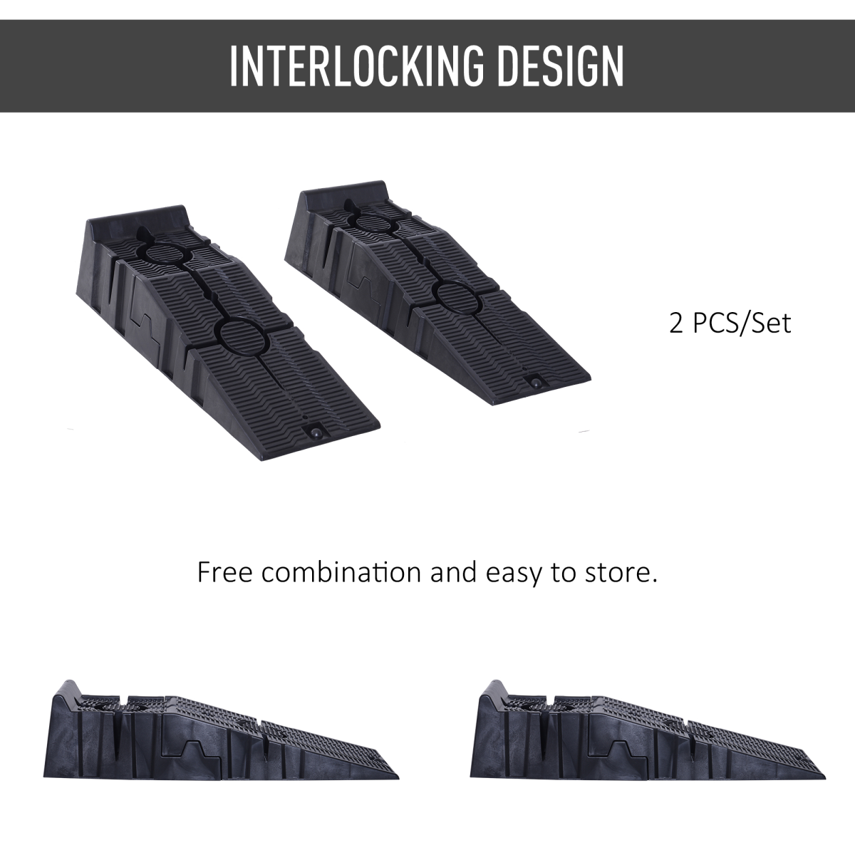 Heavy Duty 2.5 Ton Plastic Car Lifting Ramps Automotive Vehicle Garage Durhand