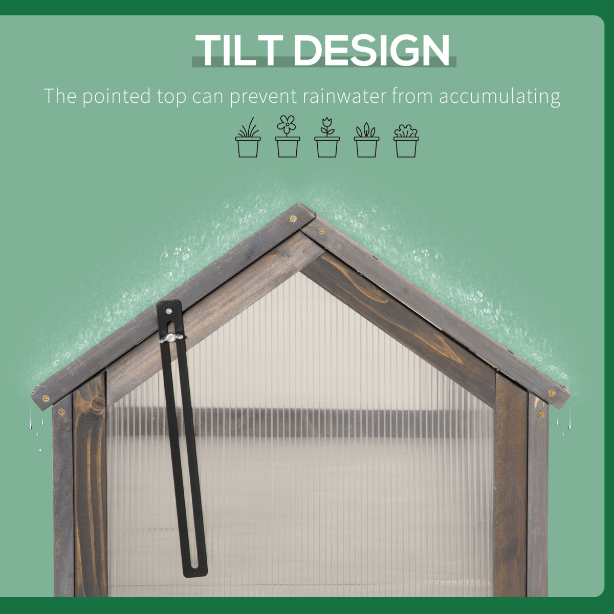 Wooden Cold Frame Greenhouse PC 90 x 52 x 50cm, Grey House,