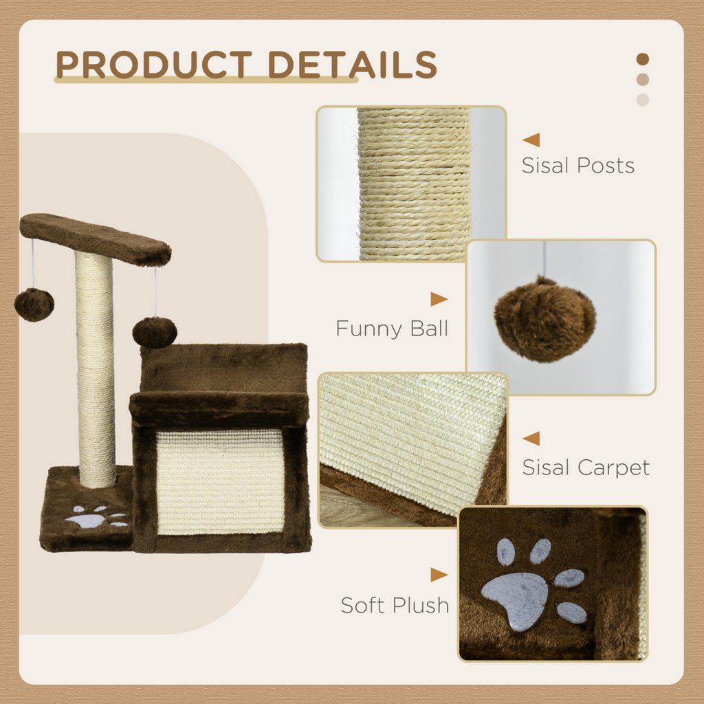 Cat Tree Plush Scratcher Kitty Activity Play Center Top Bar Tunnel Dangling Ball