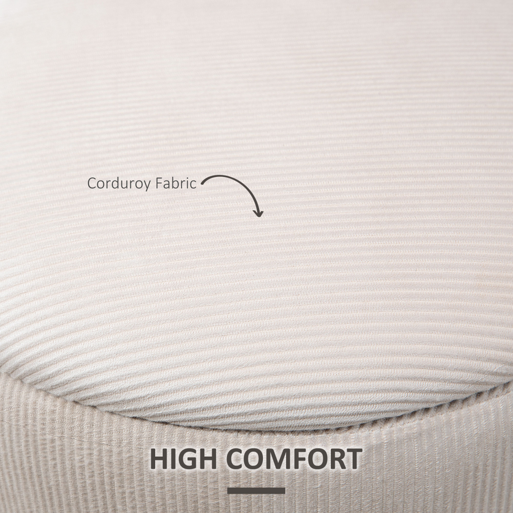 HOMCOM Modern Fabric Storage Ottoman with Removable Lid, Set of 2, Cream White