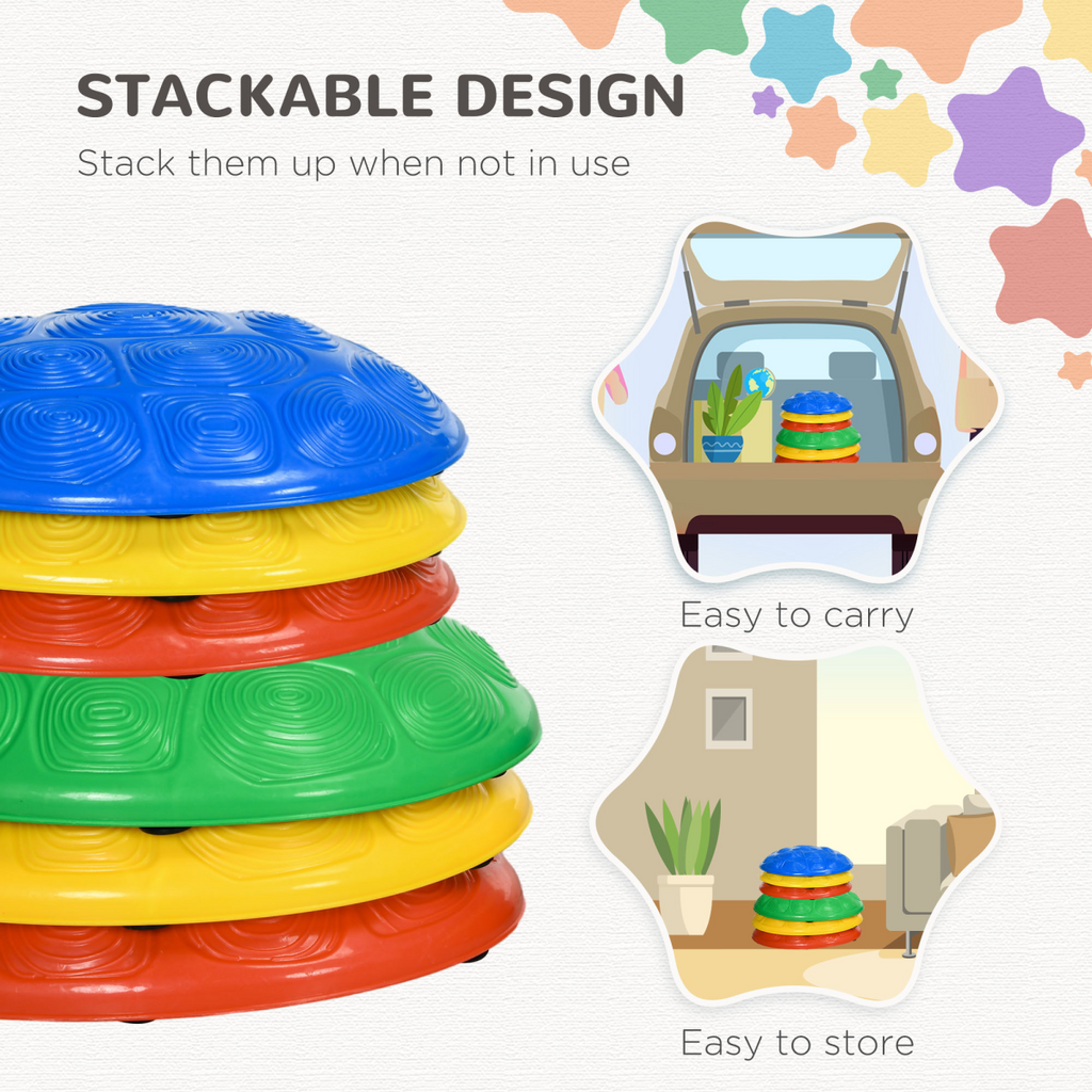 ZONEKIZ Balance River Stones with Non-Slip Mats for Ages 3-8 Years