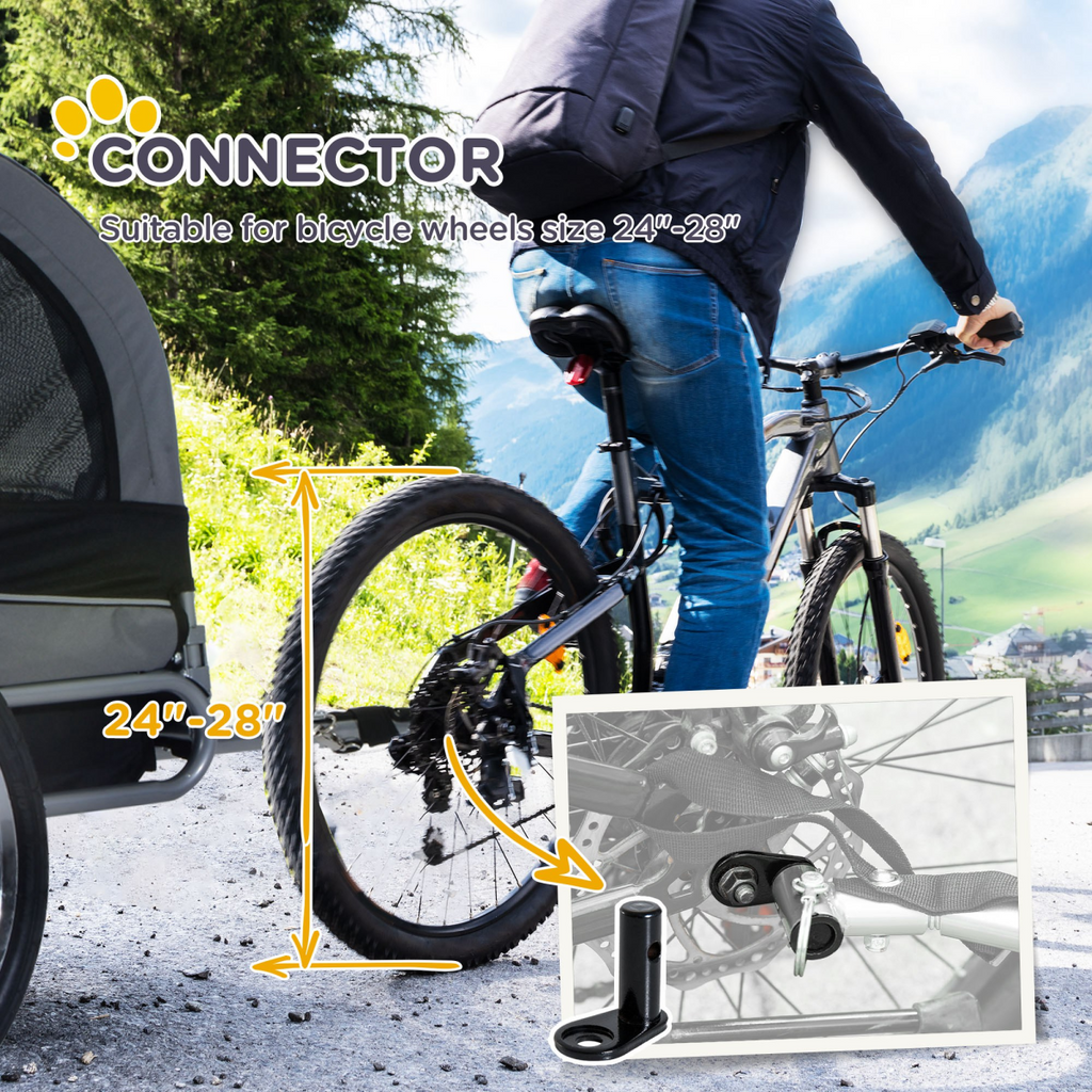 Pet Bicycle Trailer Dog Cat Bike Carrier Water Resistant Travel Steel Grey