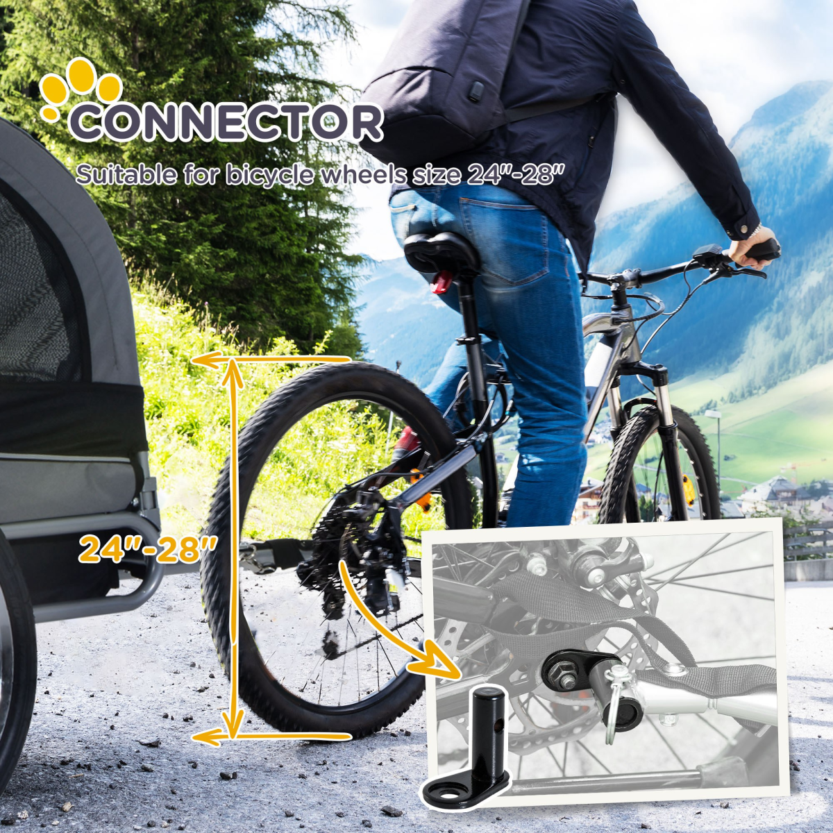 Pet Bicycle Trailer Dog Cat Bike Carrier Water Resistant Travel Steel Grey