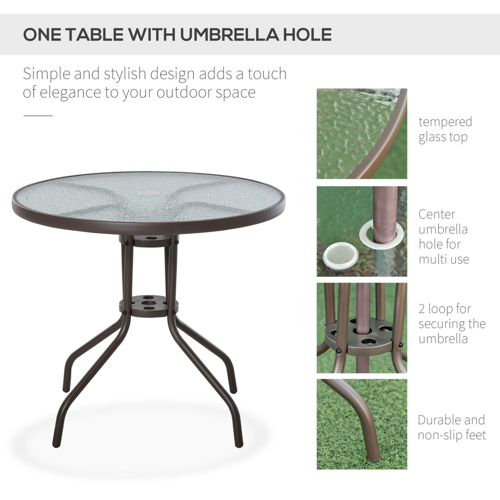 Outsunny 6PC Garden Dining Set Outdoor Furniture Folding Chairs Table Parasol