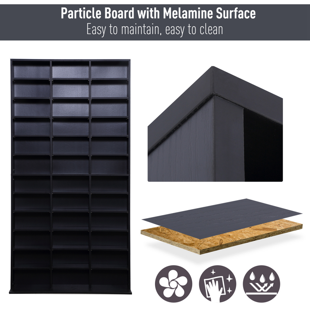 HOMCOM CD DVD Media Storage Shelves Display Shelf Racks Wooden Frame Black