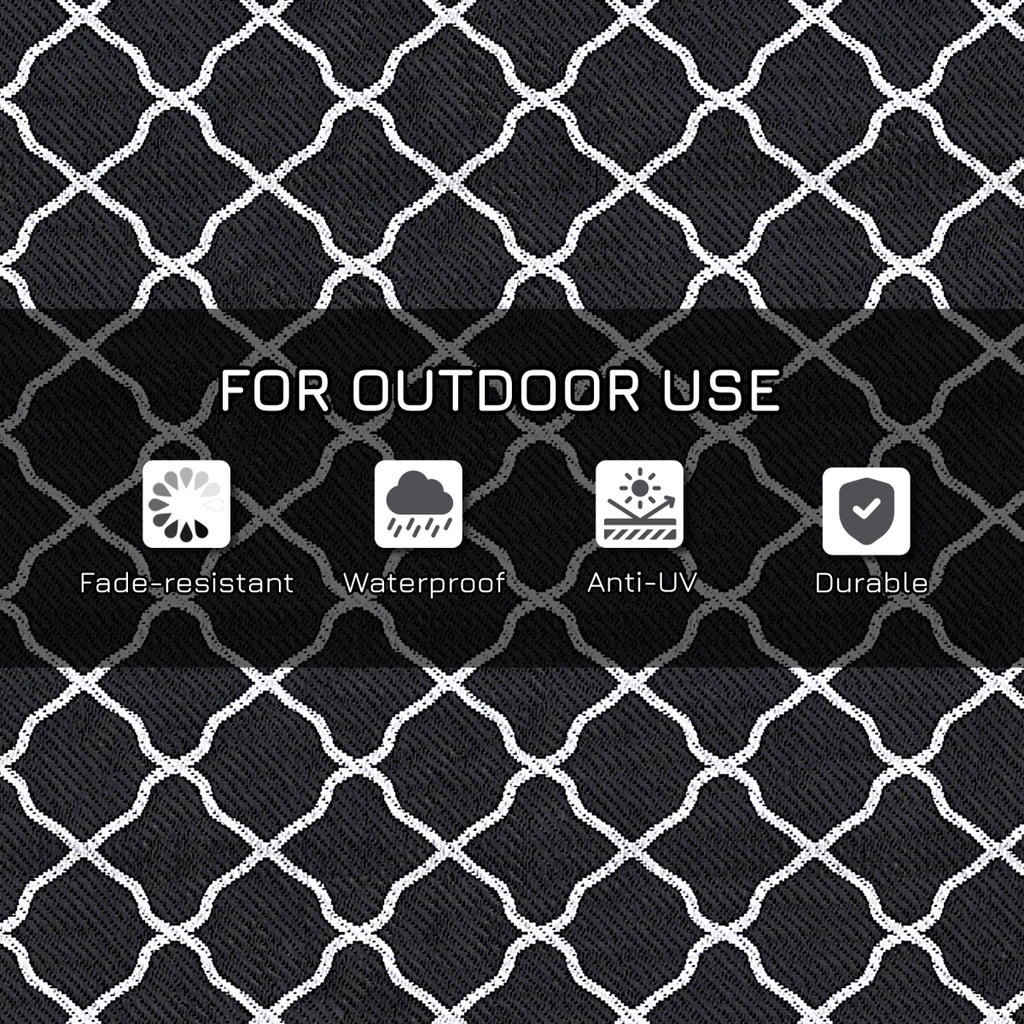 Outsunny Reversible Waterproof Outdoor Rug with Carry Bag, 182 x 274 cm, Black