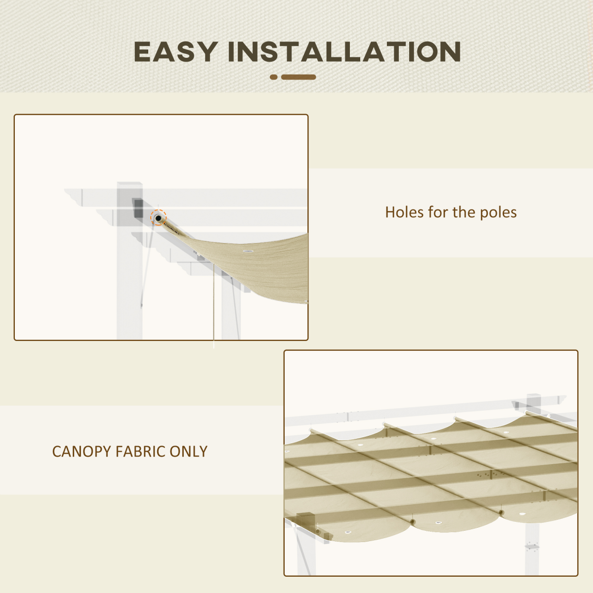Outsunny Pergola Shade Cover Replacement Canopy for 4 x 3(m) Pergola, Beige