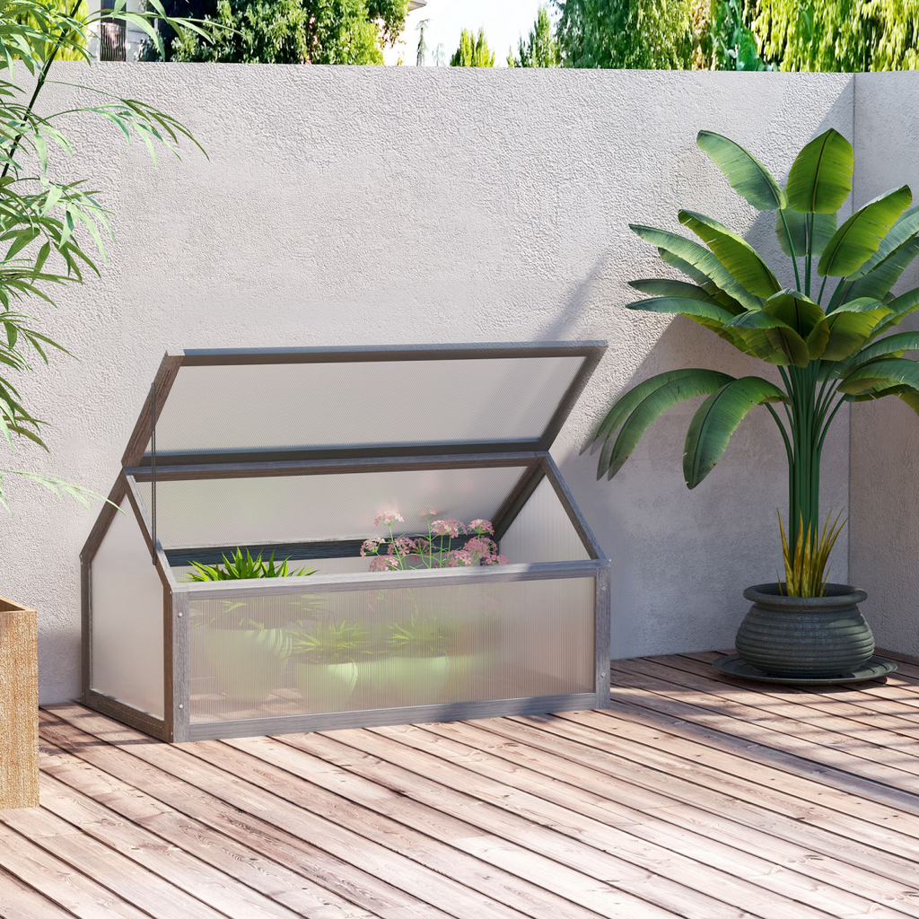 Wooden Cold Frame Greenhouse Garden Portable Raised Planter