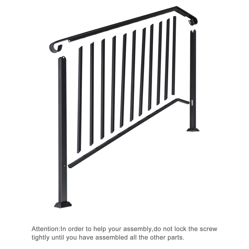 [Same Code：81504920 40310676]Artisasset Matte Black Outdoor 4 Level Iron Handrail