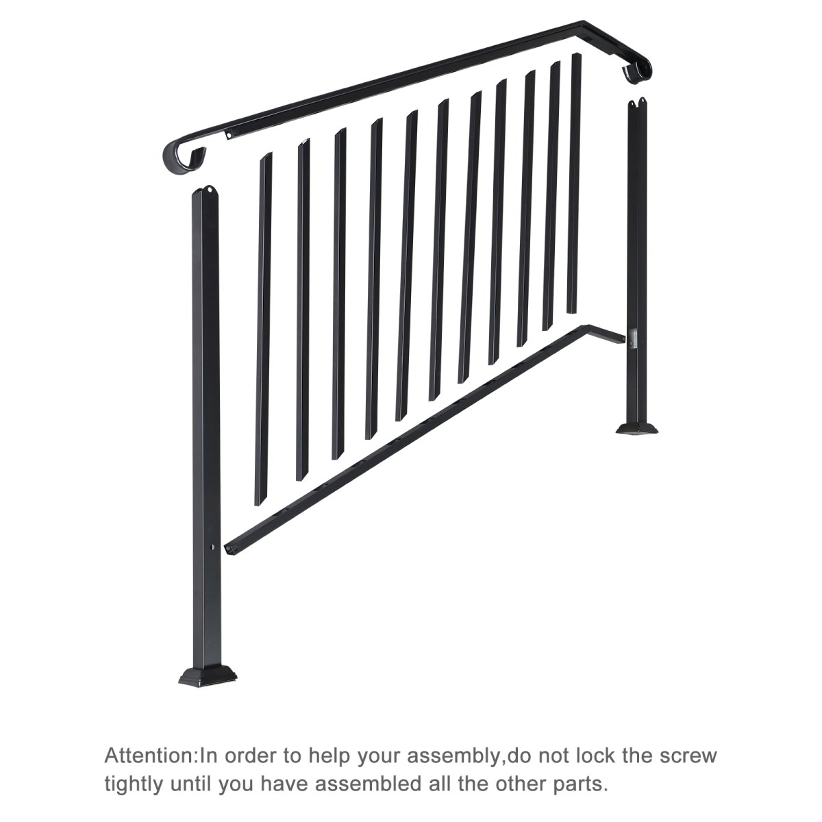 [Same Code：81504920 40310676]Artisasset Matte Black Outdoor 4 Level Iron Handrail