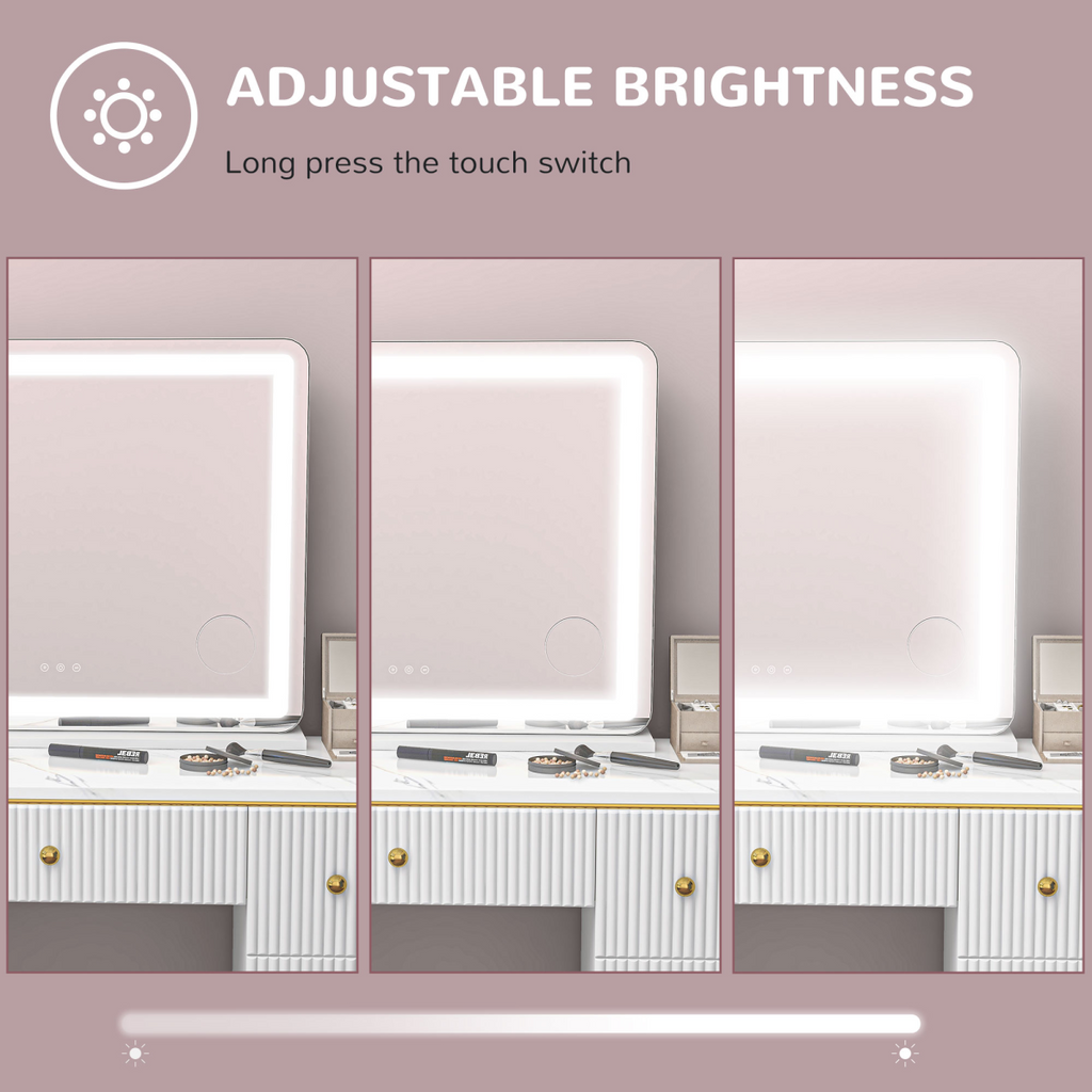 HOMCOM Vanity Mirror with Lights, 10X Magnifying, USB Charging Port, White