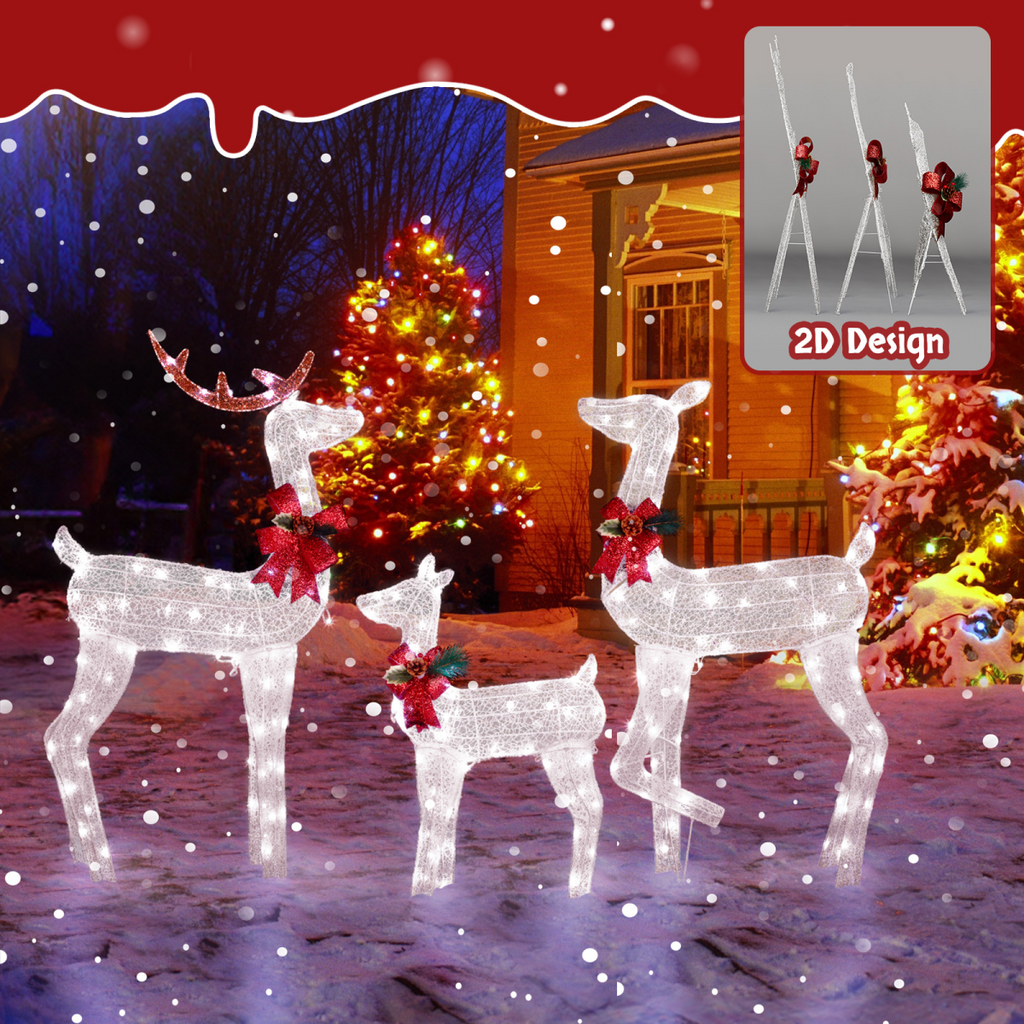 3-Piece Lighted Christmas Reindeer Family Set Outdoor Decorations