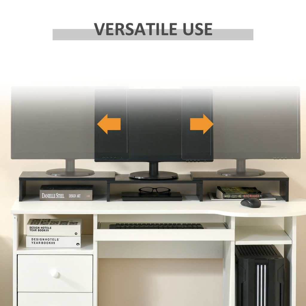 Monitor Stand Screen Riser w/ Adjustable Length for Two Laptop Max Vinsetto