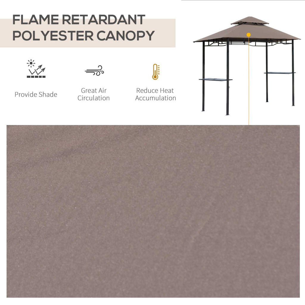 Outsunny 8ft Double-Tier Gazebo Grill Canopy Tent Shelter-Coffee
