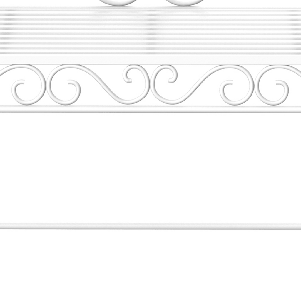 2 Seater Metal Bench Park Seating Outdoor Furniture Chair w/ Backrest White