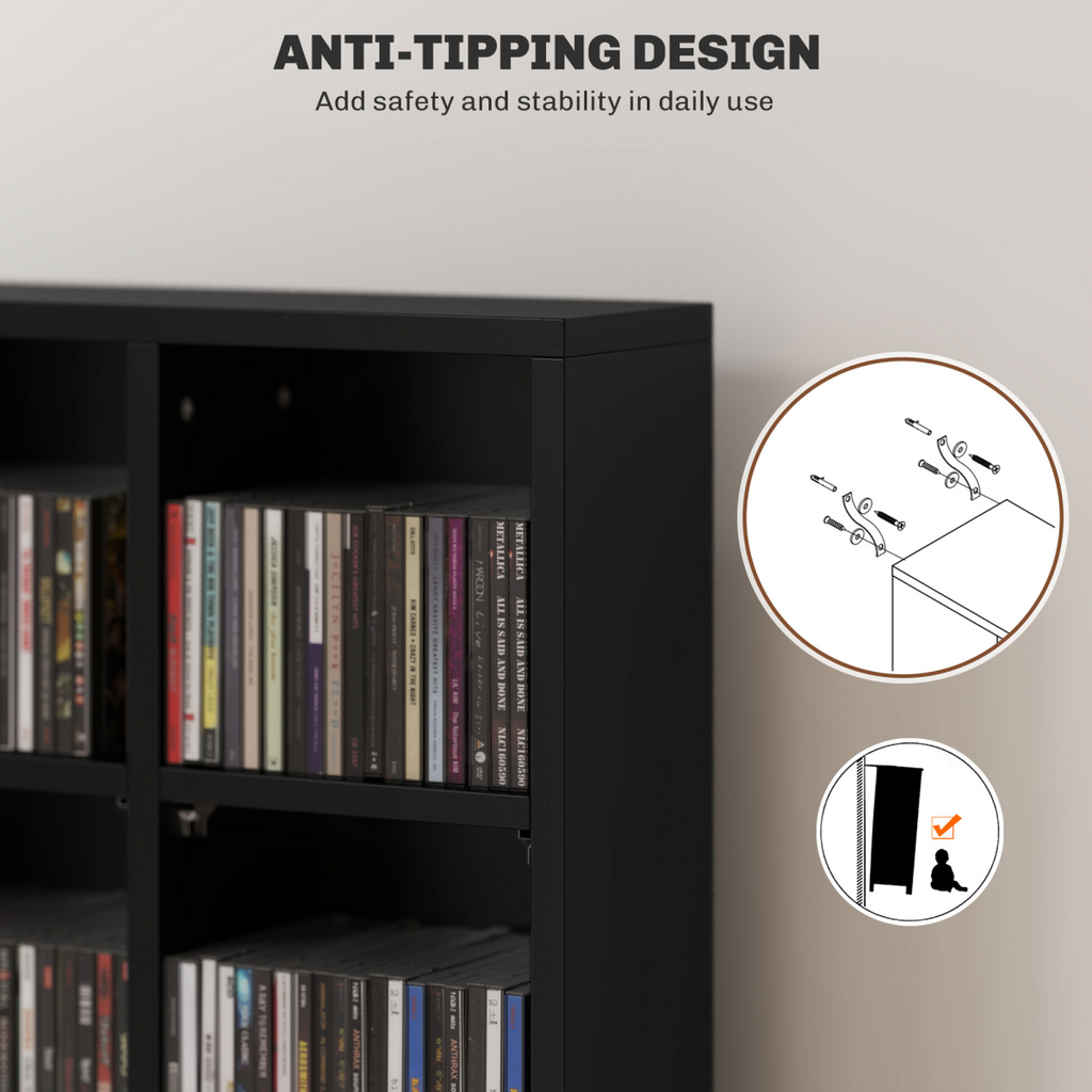 HOMCOM DVD CD Media Storage Rack, Video Display Unit, 89 x 130.5 cm, Black