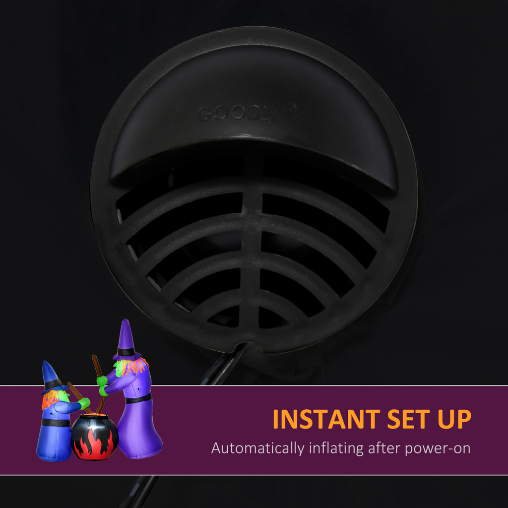1.8m Inflatable Halloween Lawn Deco with LED Witches Around A Black Cauldron