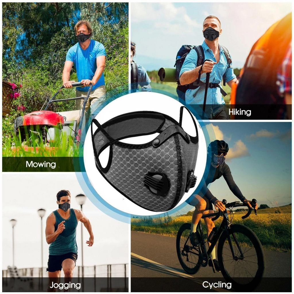 Reusable Half Face Cover Mask with Filter Cycling Outdoor Sport Face Mask Grey