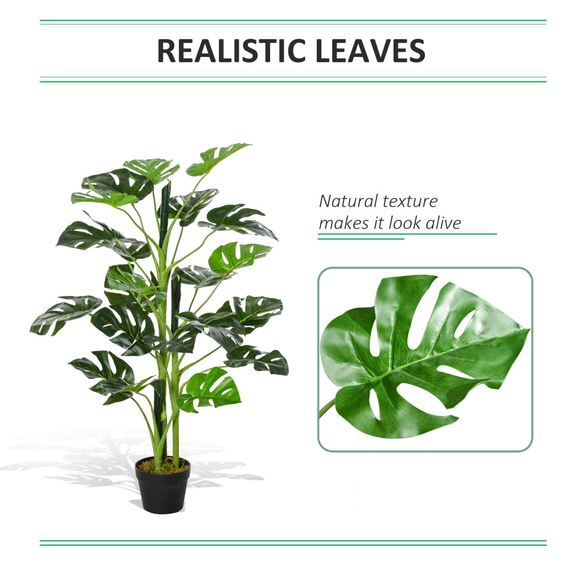 Artificial Monstera Tree  21 Leaves Palm Tree for Indoor Outdoor 1m