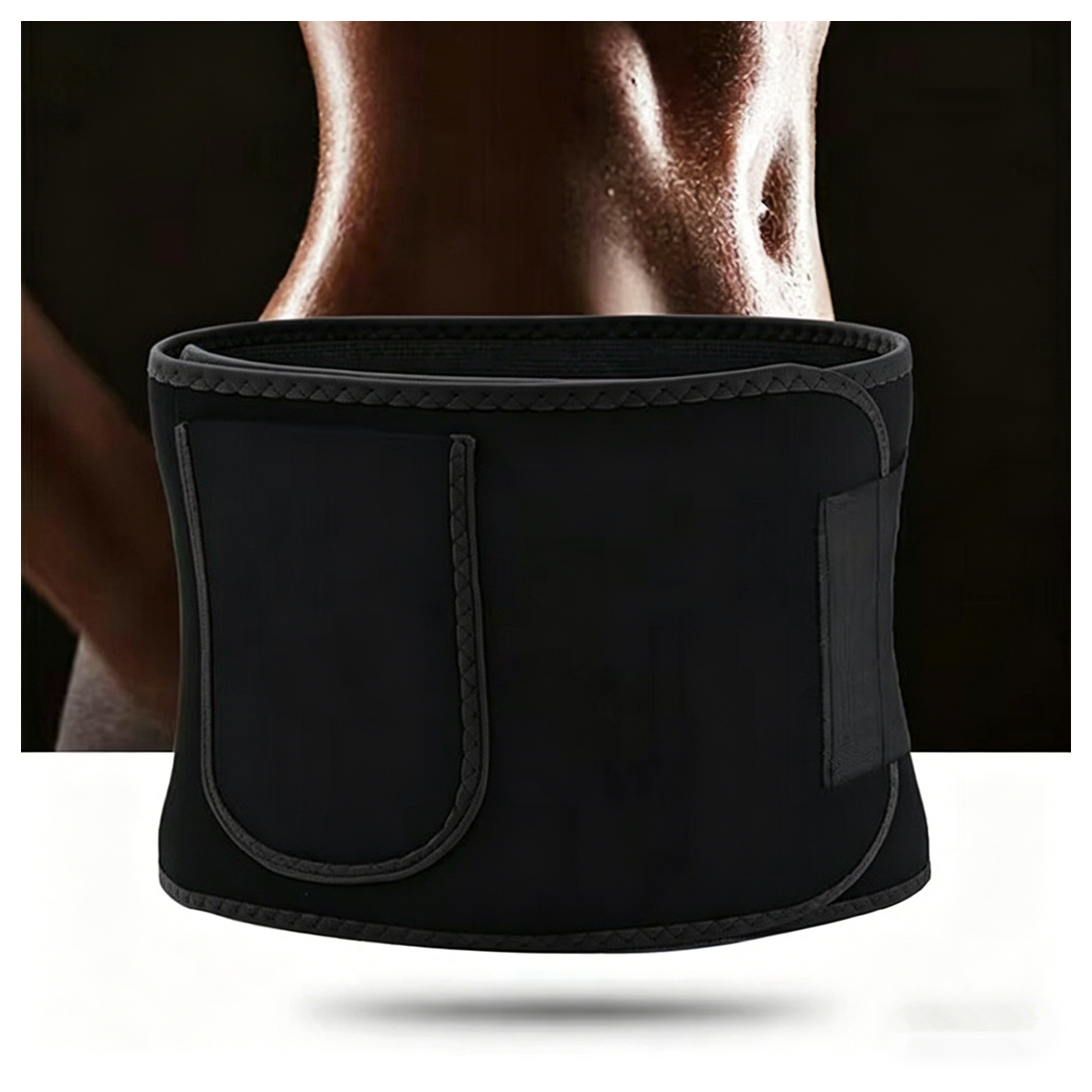 Waist Trimmer Belt Sport Workout Shaper Burner Slimming Belt with Phone Pocket Black