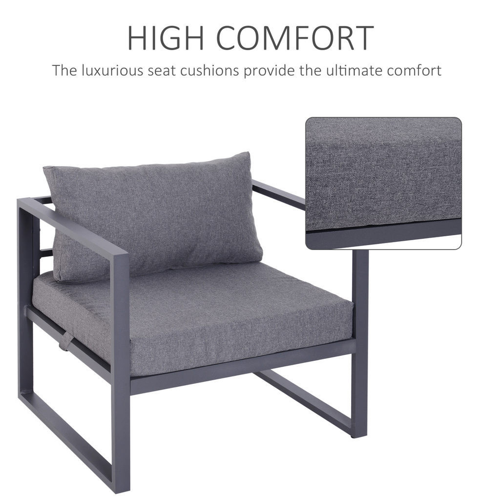 6pcs Garden Sectional Sofa Set Aluminum Frame Coffee Table Footstool Outsunny