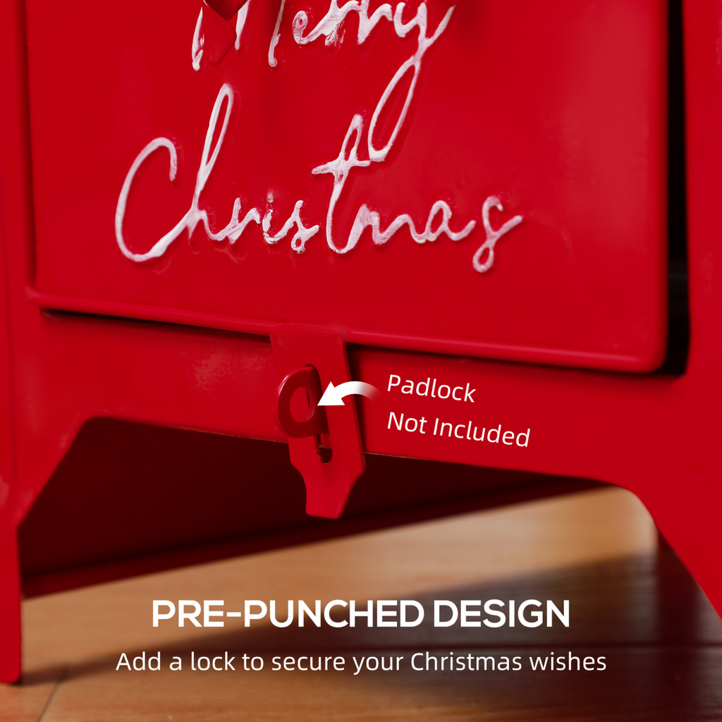 HOMCOM Christmas Post Box Freestanding or Wall Mounted for Xmas Decoration