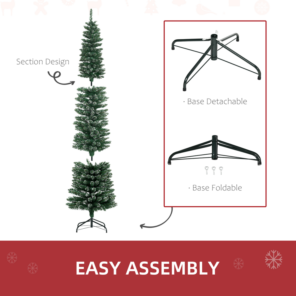 7.5FT Artificial Snow Dipped Christmas Tree Home Decoration Green HOMCOM