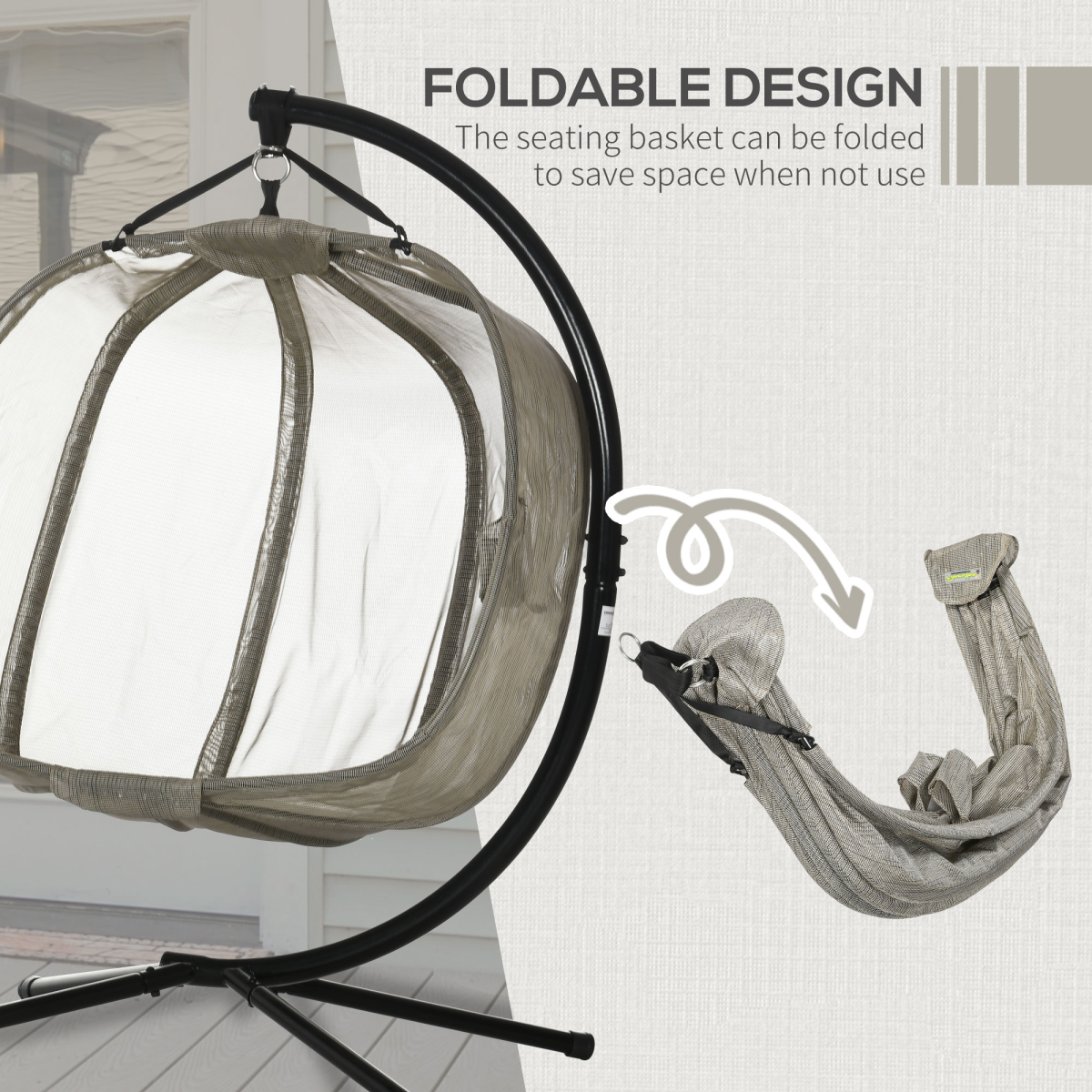 Double Hanging Egg Chair 2 Seaters Swing Hammock w/ Cushion, Brown