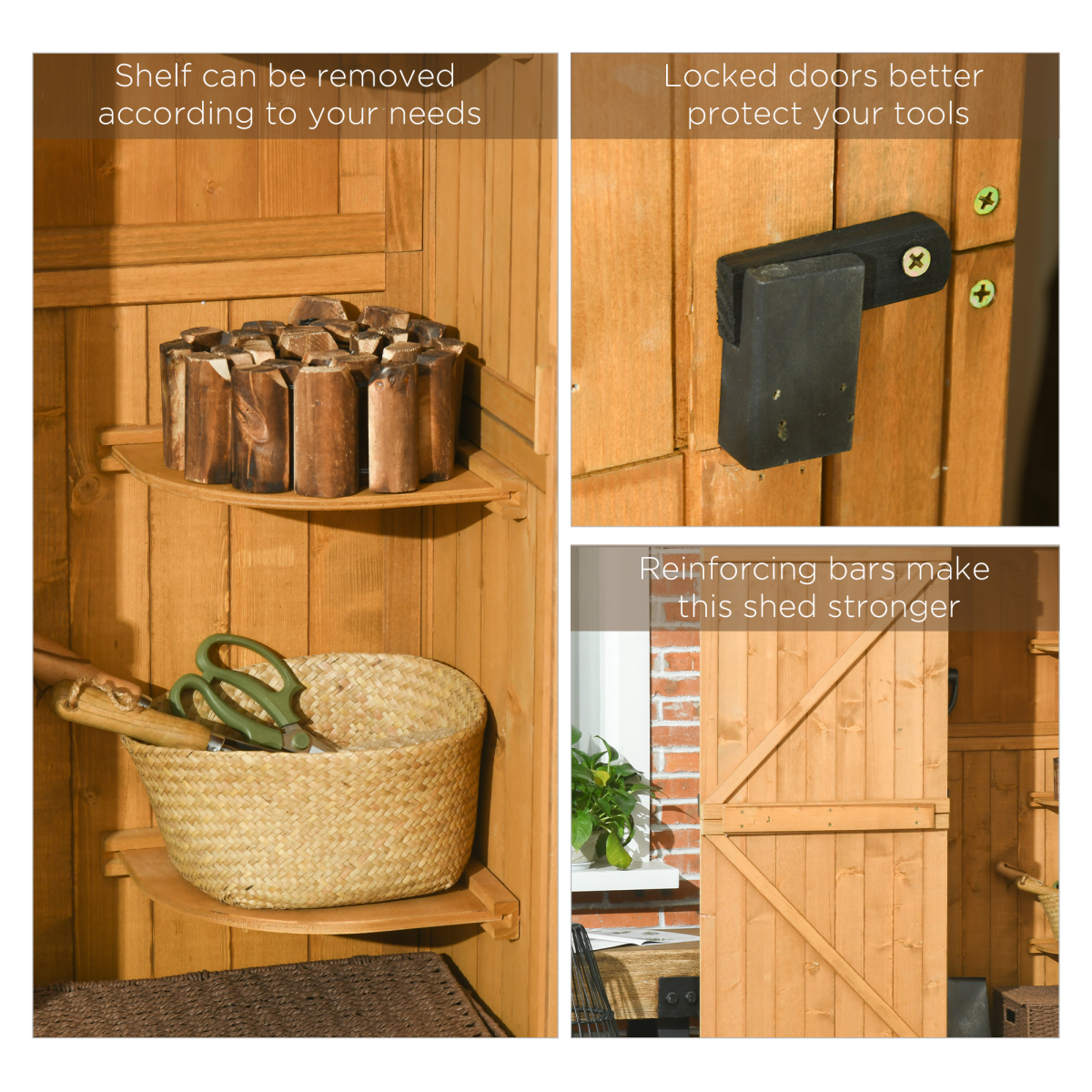 Garden Shed Utility 3 Shelves Wood Outdoor  77 x 54.2 x 179cm - Brown