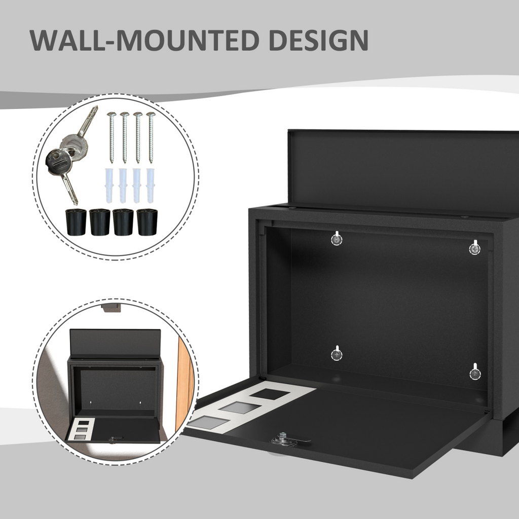 HOMCOM Wall Mounted Letterbox Mailbox with Windows and Keys Easy to Install