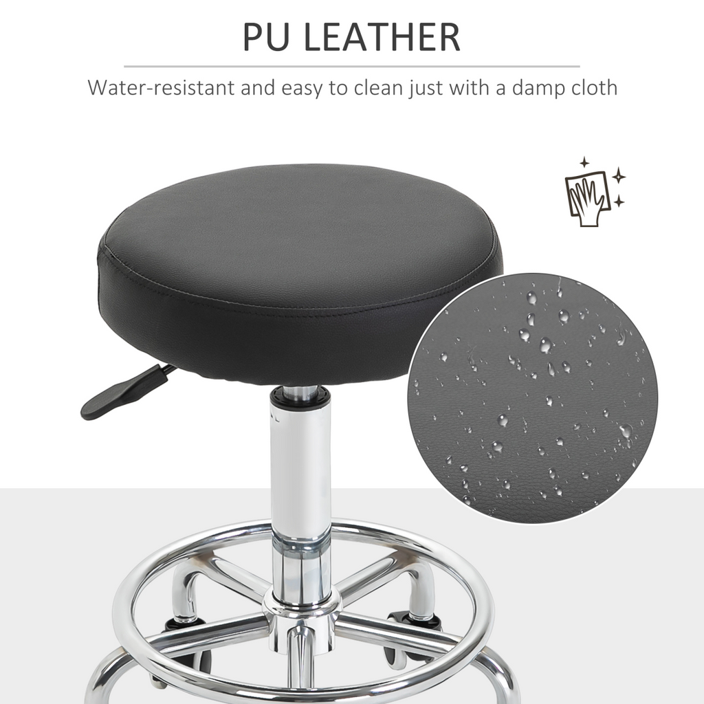 Adjustable Stool PU Leather and Footrest