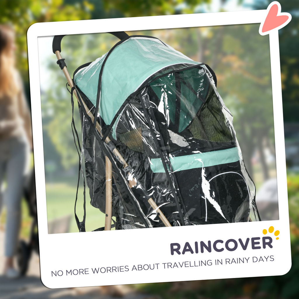 PawHut Pet Stroller for XS and S Dogs with Rain Cover - Green