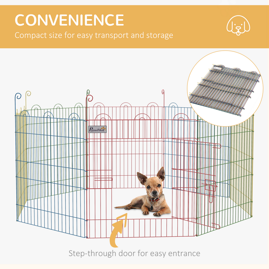 PawHut Pet Playpen Dog Puppy Crate Kennel w/ Door, 60H x Φ156cm