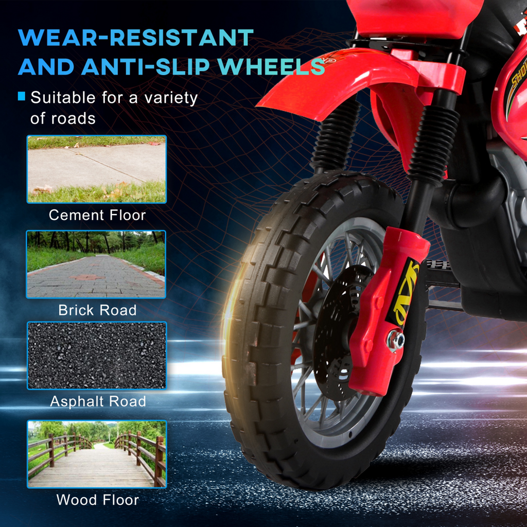 6V Kids Electric Motorbike Motorcycle Ride On for 3-6 Years Red HOMCOM