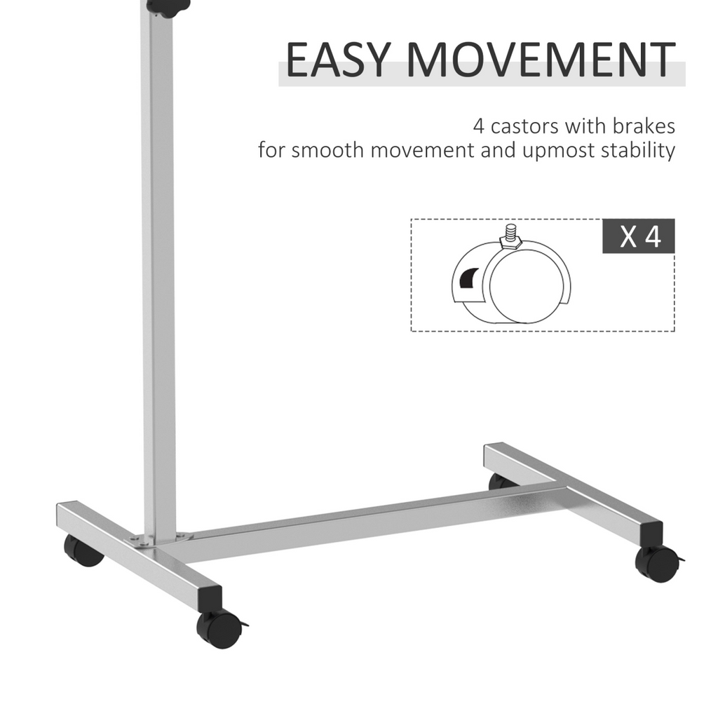 C-Shaped Mobile Table Sofa Over Bed Side Nightstand w/ Casters, Brake