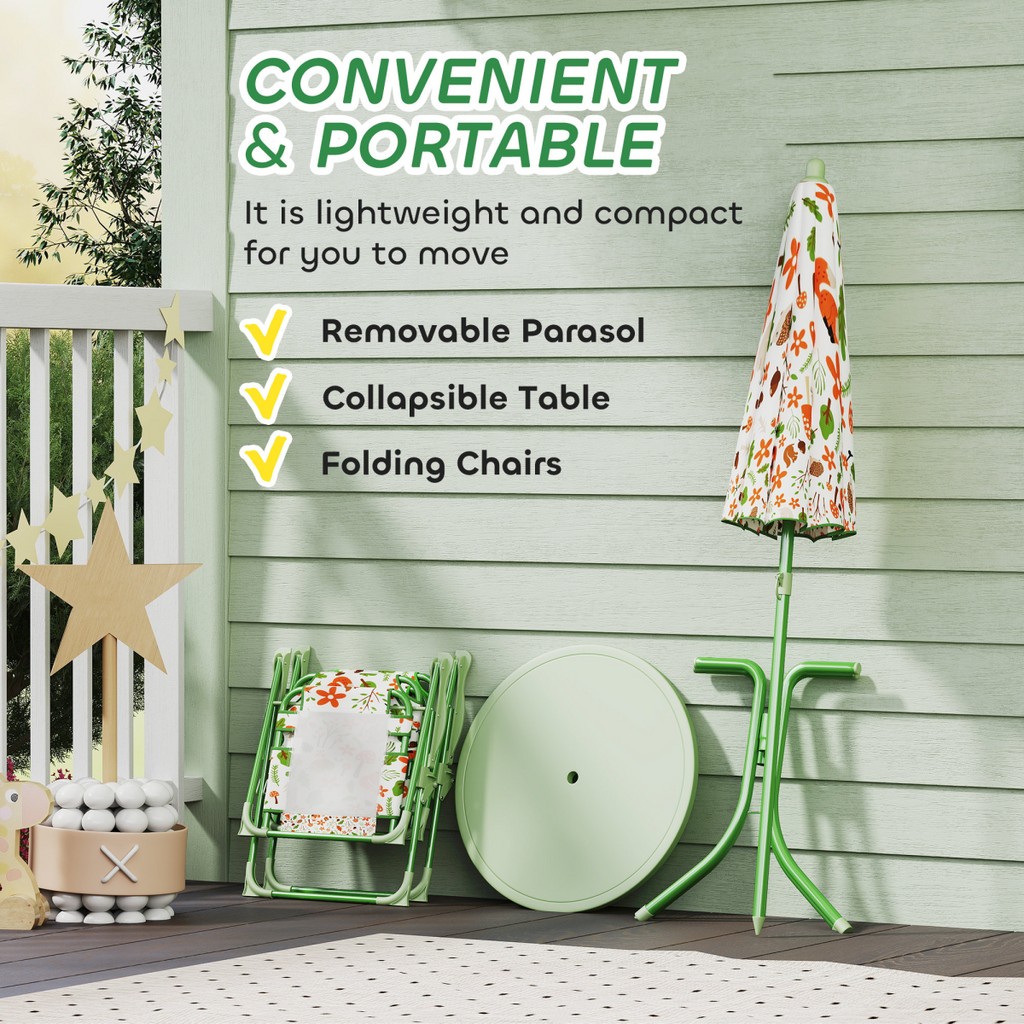 Cute Fox Design Kids Outdoor Furniture Set with Adjustable Parasol