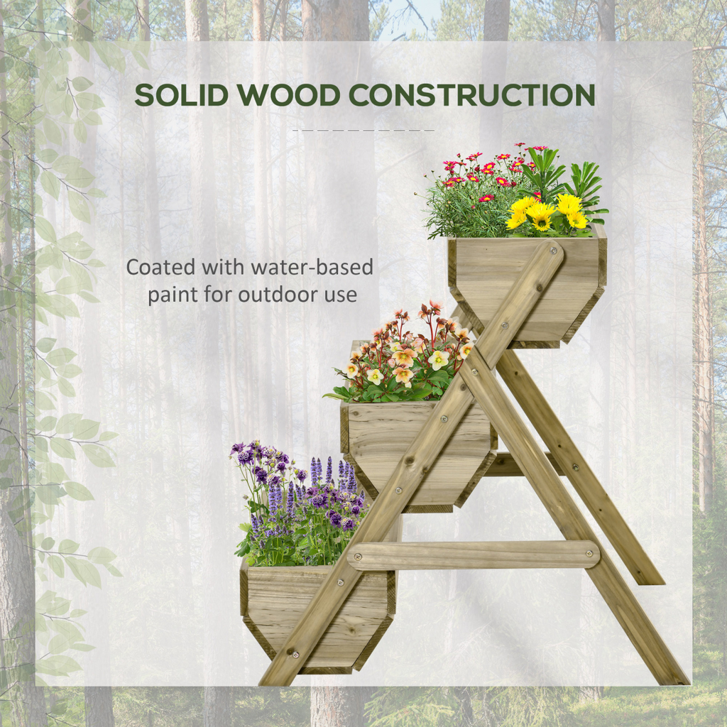 3 Tier Raised Garden Bed Kit for Flower, Vegetable, Herb, 120x68x80cm, Green