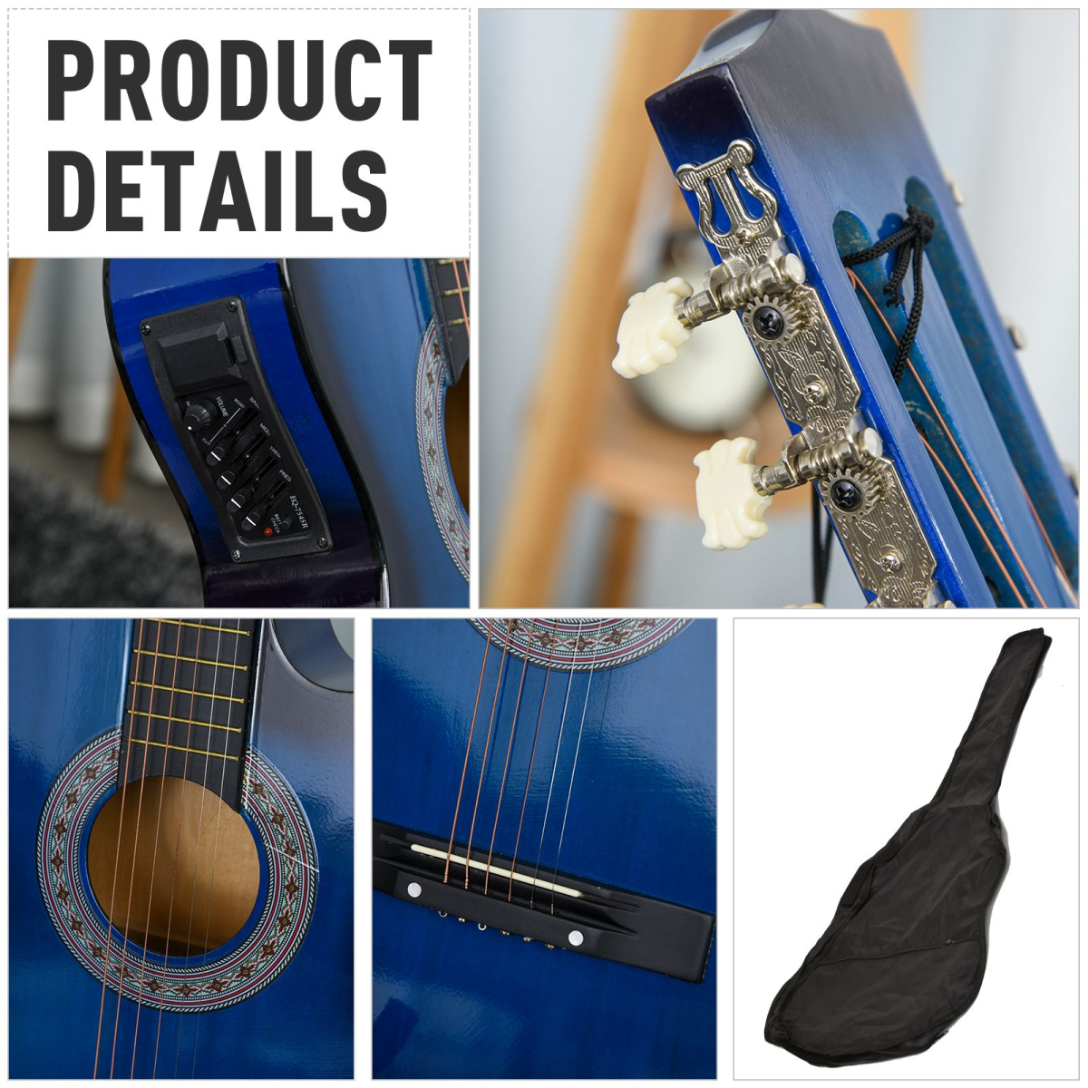 HOMCOM Beginner Acoustic Electric Cutaway Guitar Kids Guitar and Junior Guitar