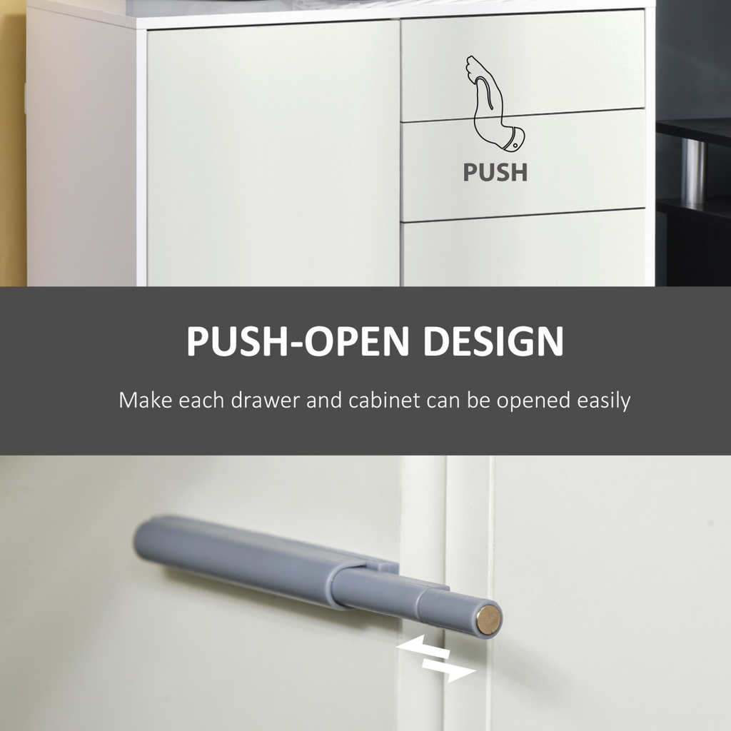 Side Cabinet with 2 Door Cabinet and 2 Drawer for Home Office White