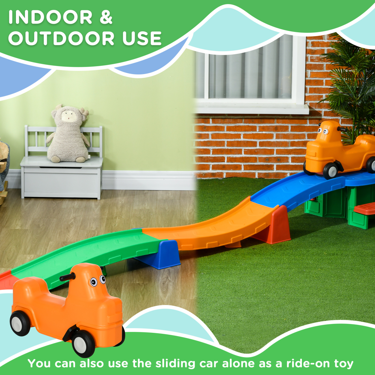 3(m) Up and Down Rollercoaster for Kids with Non-Slip Steps, for Ages 2-5 Years