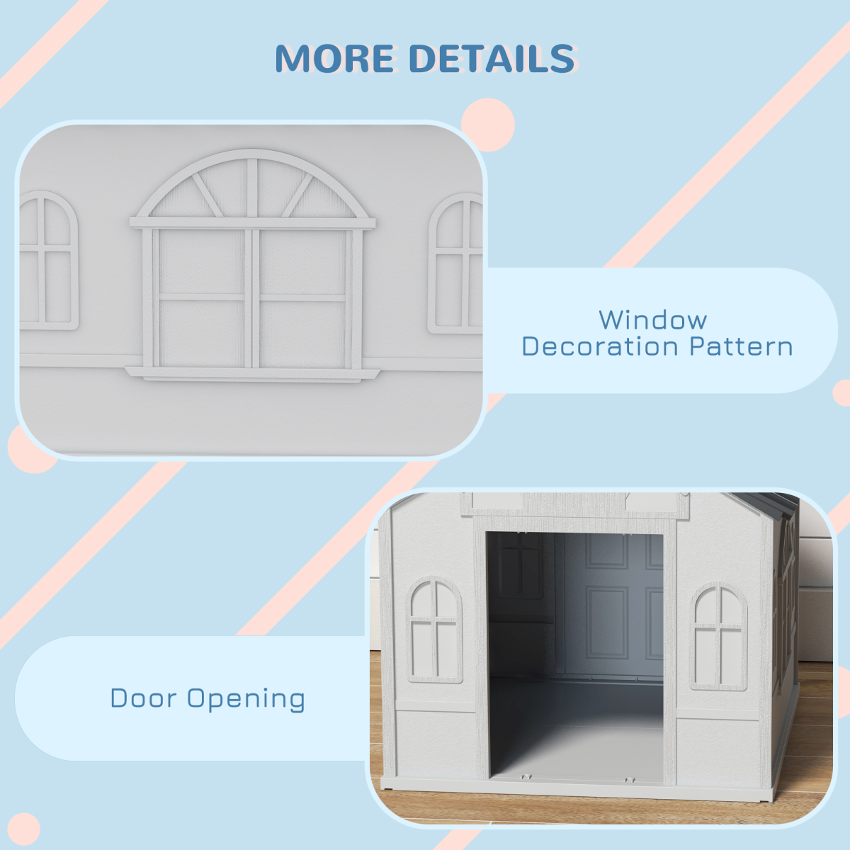 PawHut Weather-Resistant Dog House, Puppy Shelter for Medium Dogs - Grey