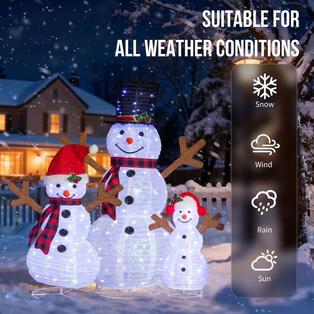 Set of 3 Lighted Snowman Family Christmas Yard Decorations