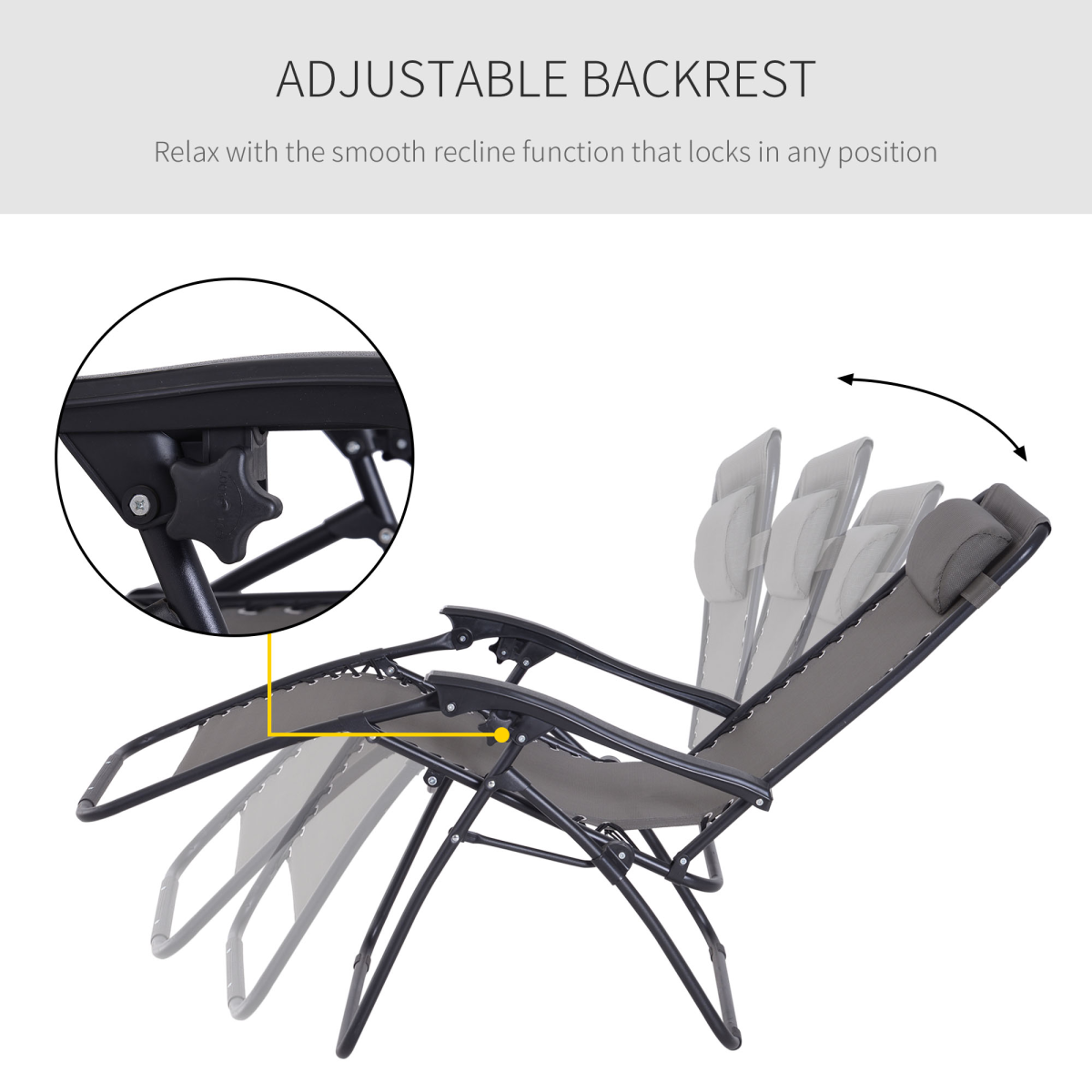 Metal Frame Zero Gravity Lounger w/ Head Pillow for Patio Decking  Outsunny